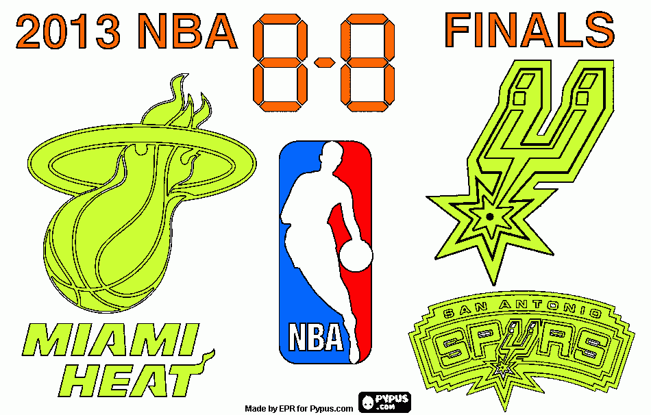 2013 NBA Finals. Miami Heat vs San Antonio Spurs  coloring page