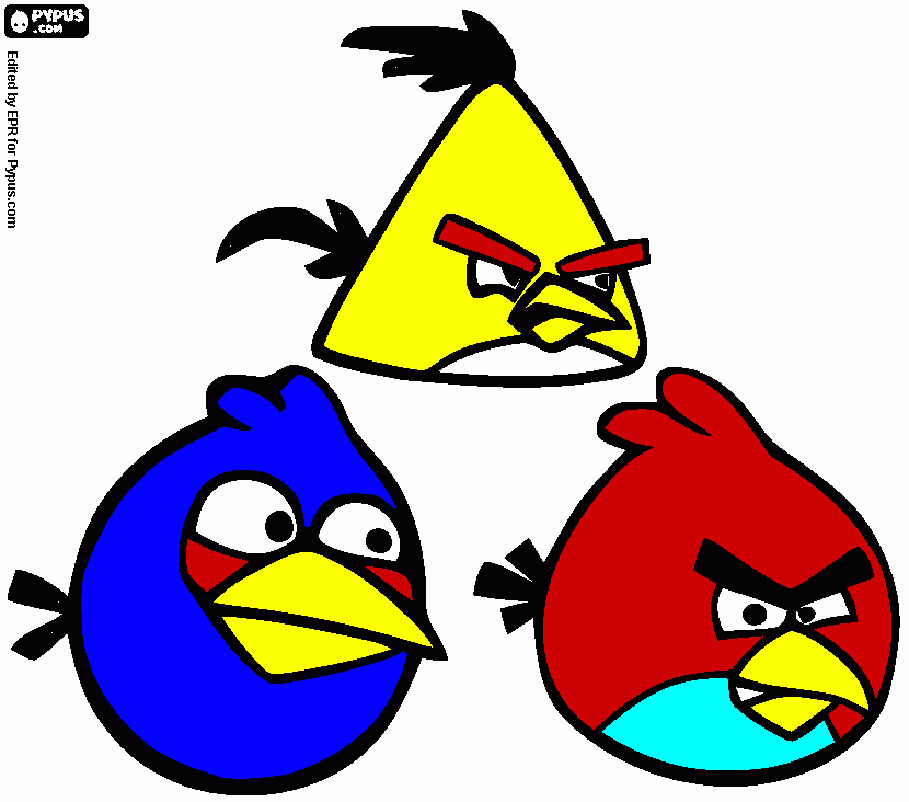 3 angry birds coloring page