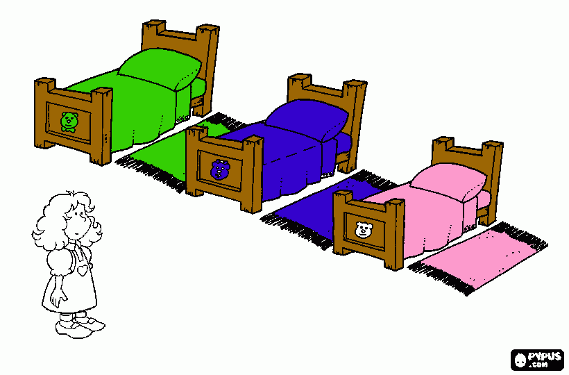 3 beds coloring page