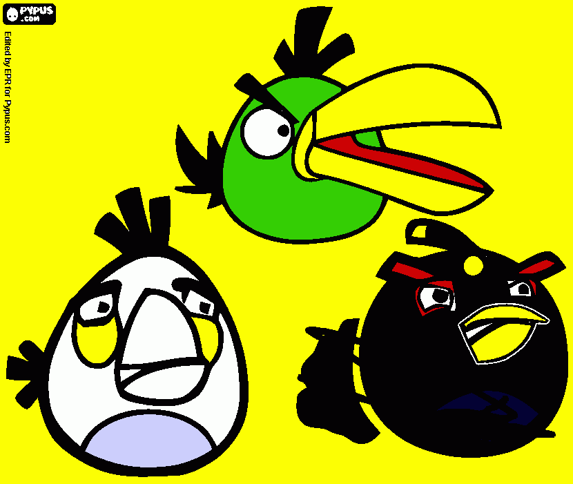 3 birds coloring page