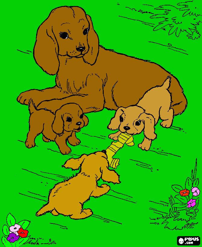  3 catei si mamica lor coloring page