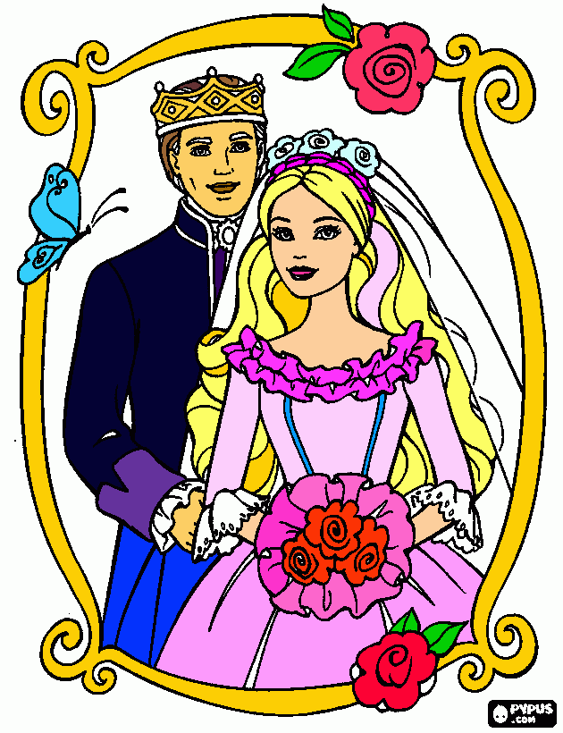 A Barbie's wedding coloring page