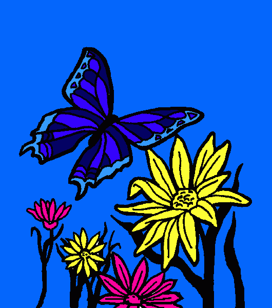 a butterfly that flys to a flower? coloring page