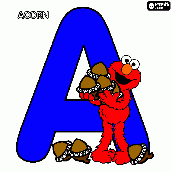 A for Acorn coloring page
