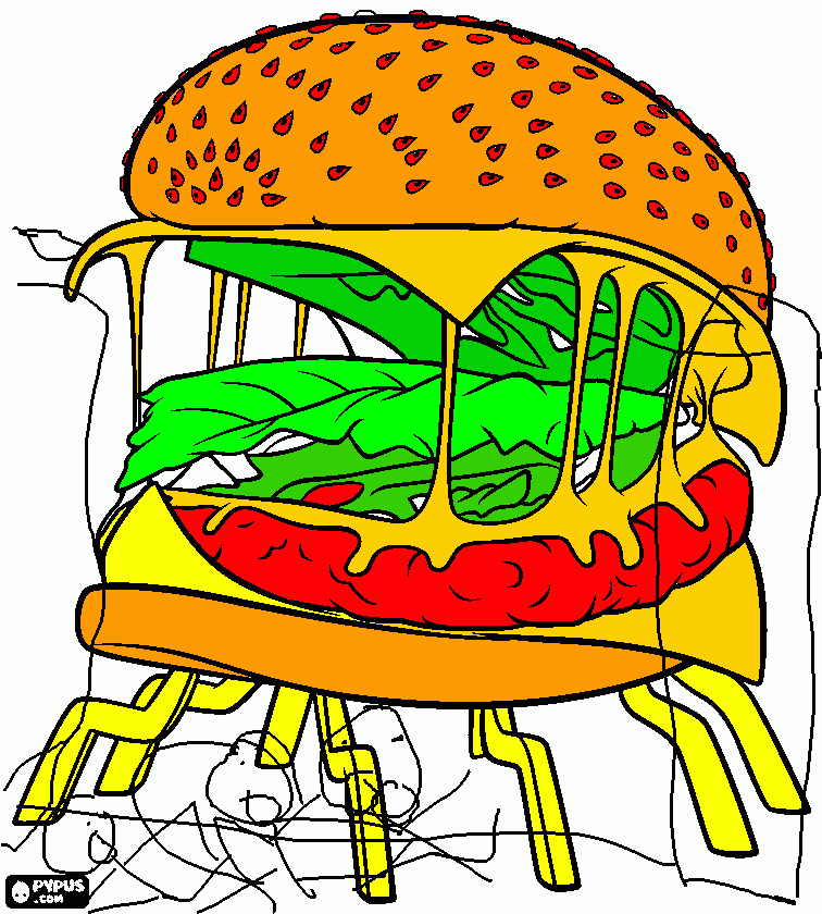 A giant spiderfrom the 2 cloudy with a chance of meatballs 2 attacking th city coloring page
