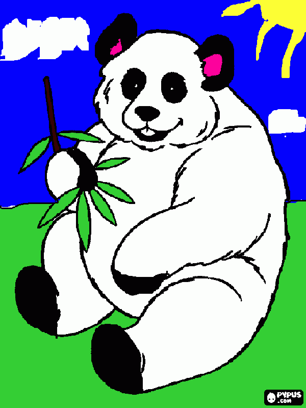 a panda bear eating bamboo coloring page