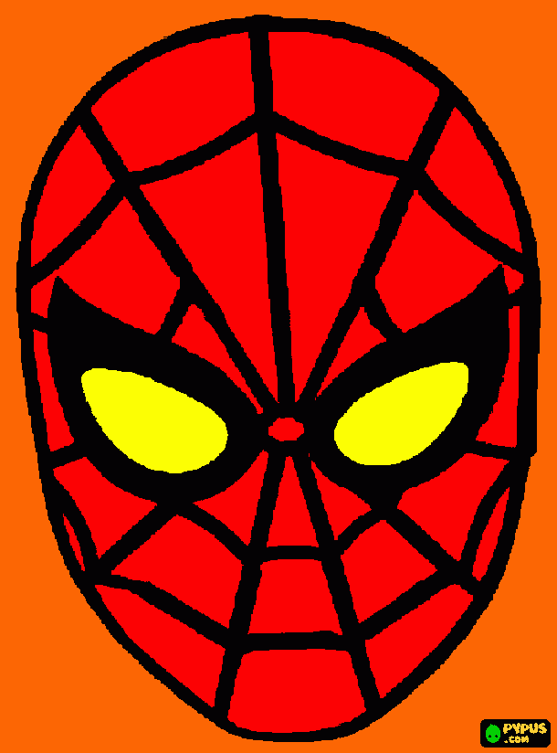 A sketch picture of Spider-Man's cartoon face coloring page