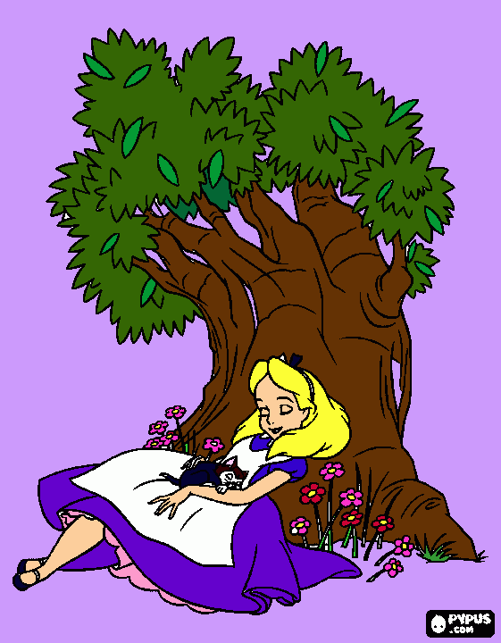alice sleeping coloring page
