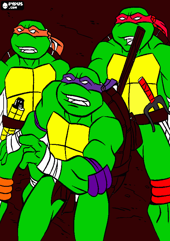 all the turtles coloring page