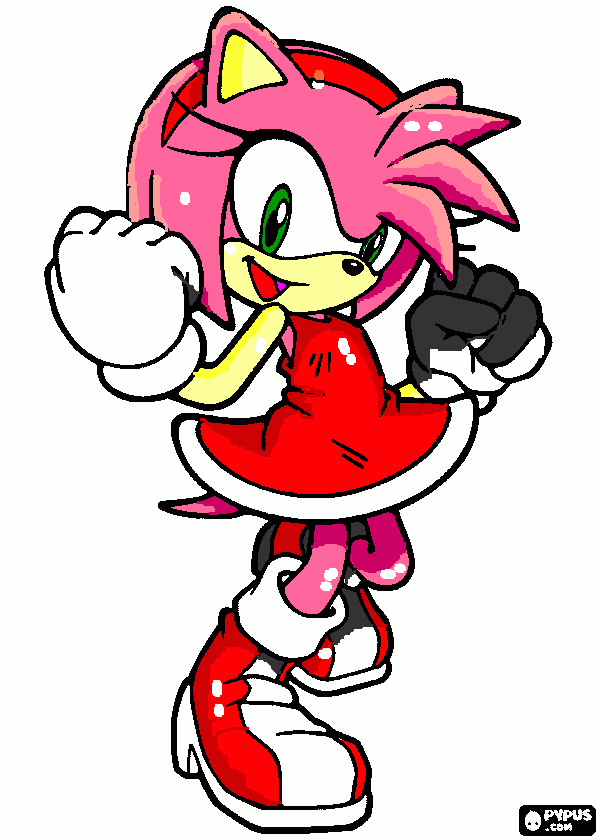 amy rose the hedgehog sonic arts coloring page