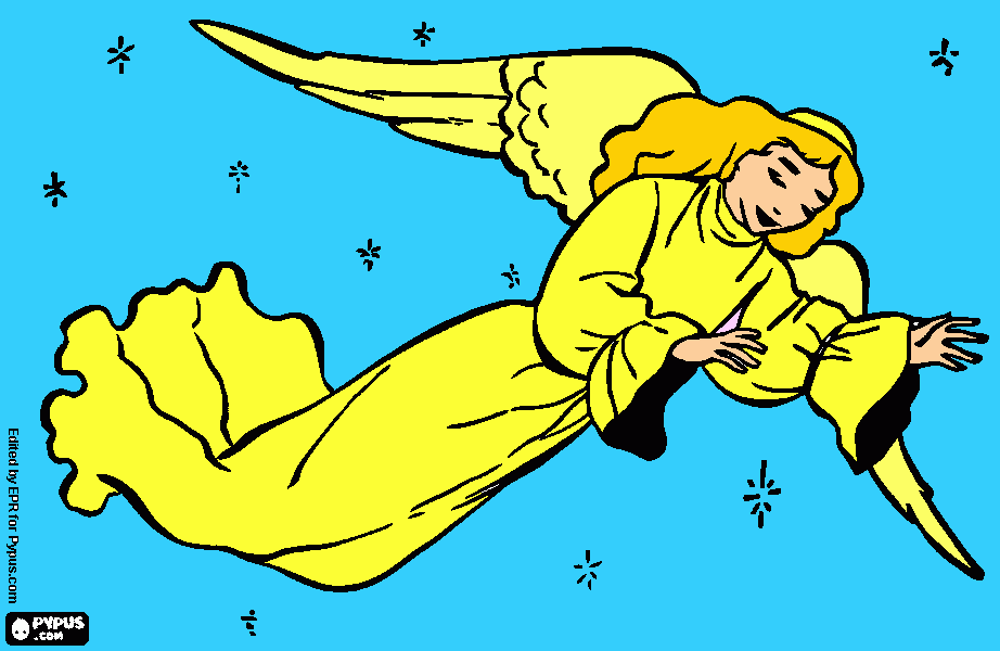 angel in heaven looking down :) coloring page