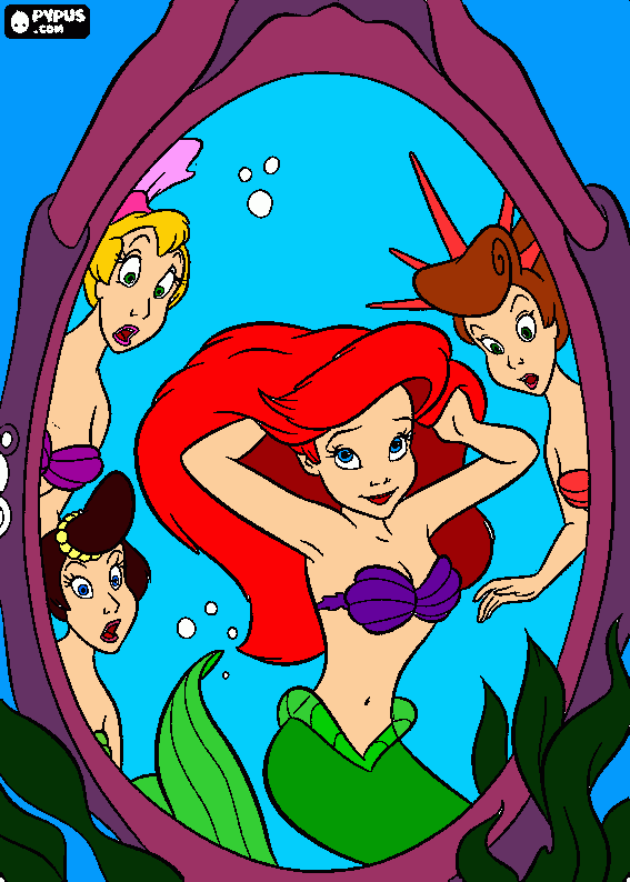 Ariel and her Sisters coloring page