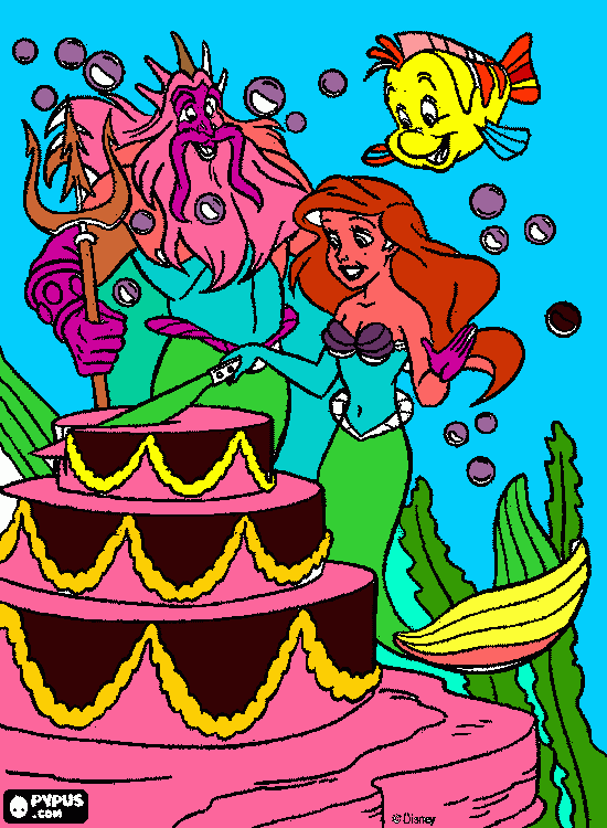 ariel birthday coloring page