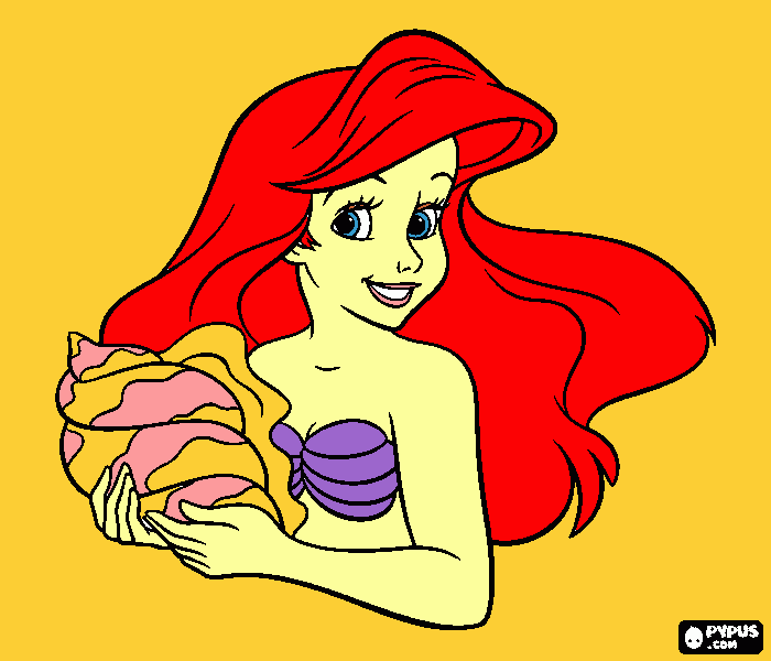 Ariel with Seashell coloring page