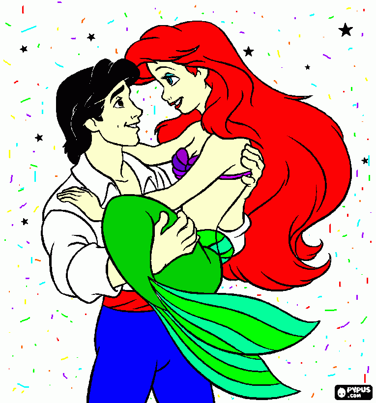 Ariel y Eric coloring page