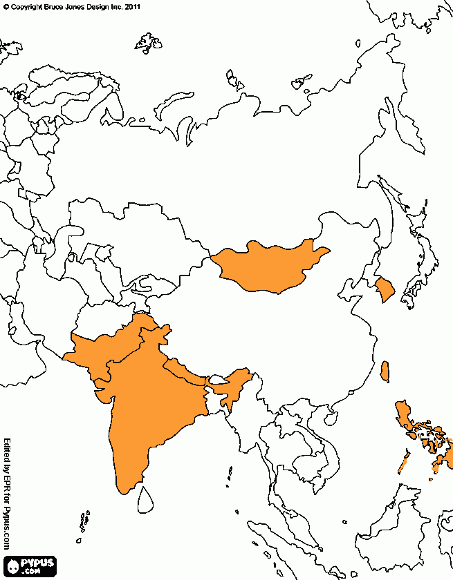 asia map coloring page