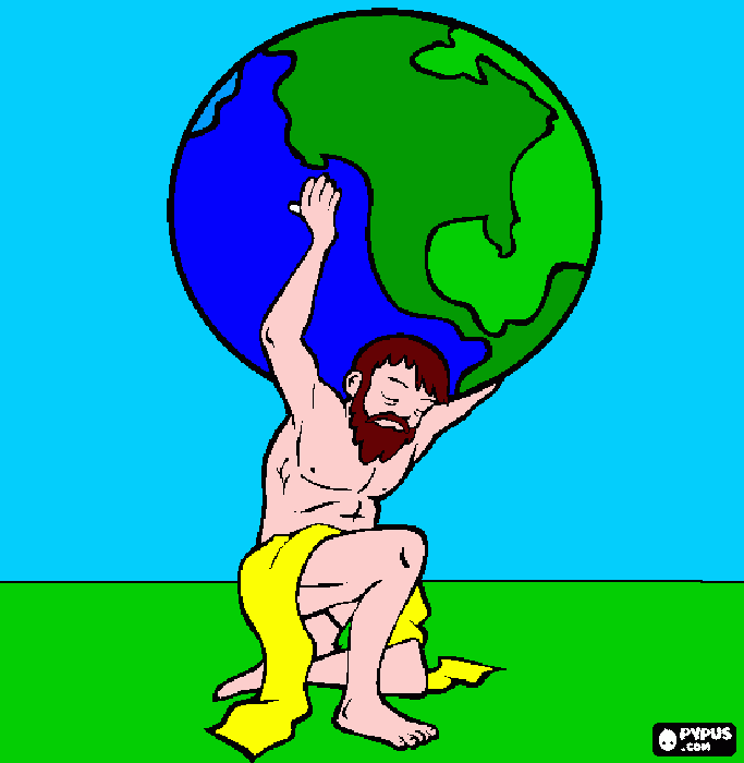 Atlas drawing coloring page