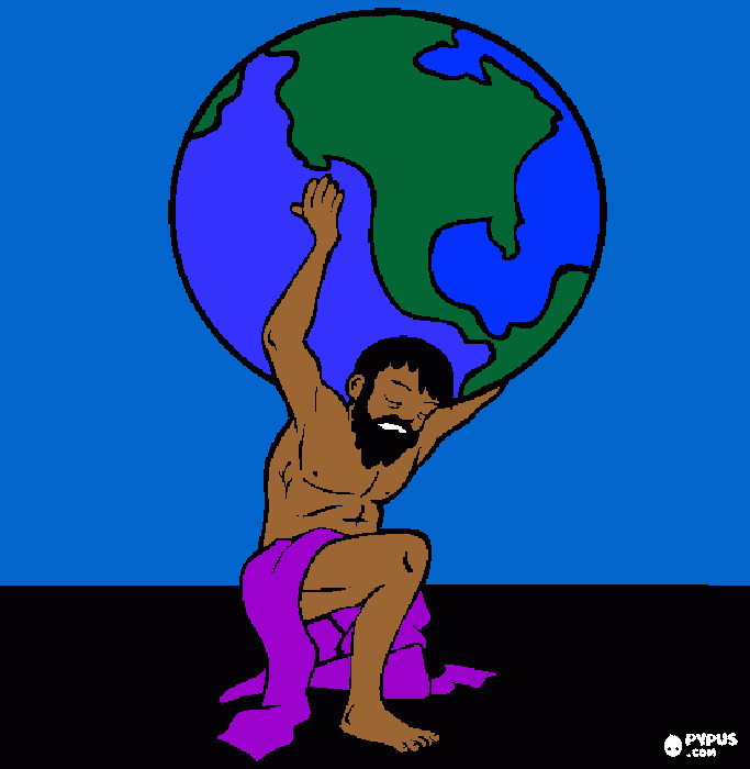 atlas holding the world coloring page
