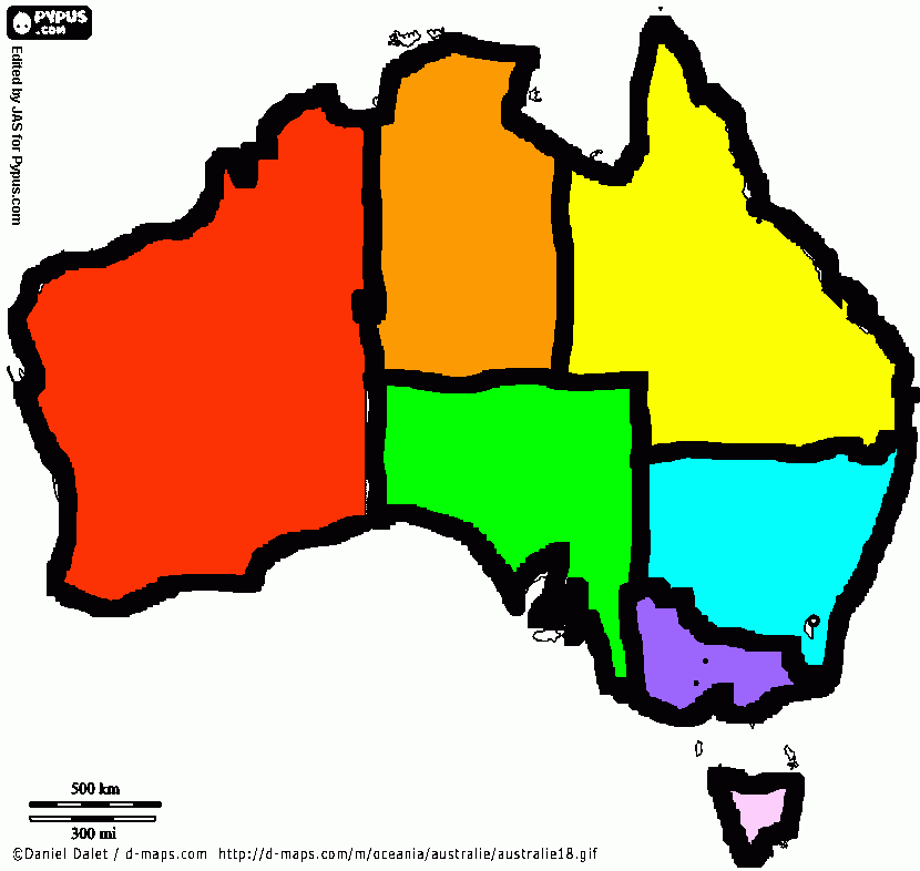 Australian states  coloring page