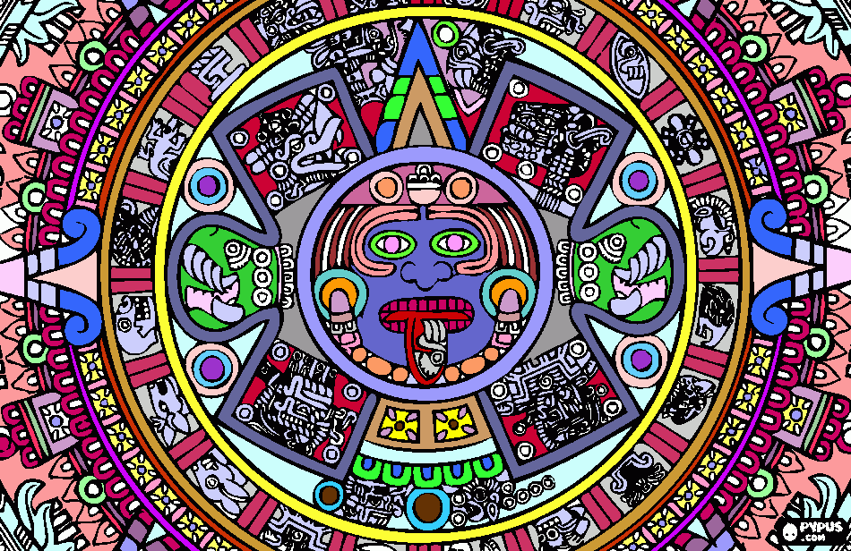 Aztec colouring in coloring page