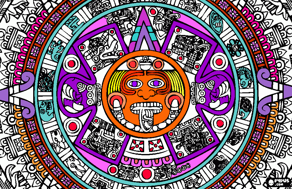 aztec sunstone coloring page