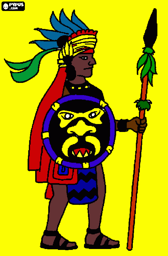 aztec warrior coloring page