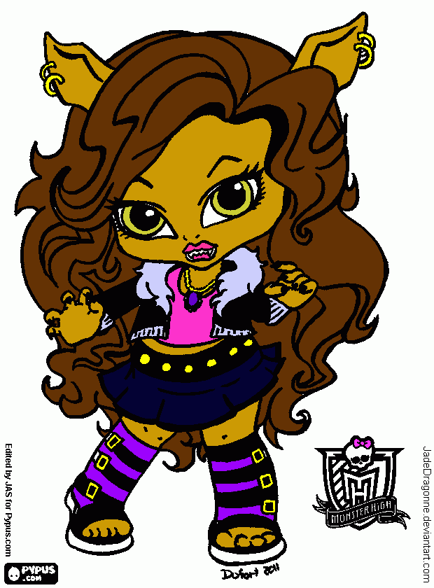 baby clawdeen wolf coloring page