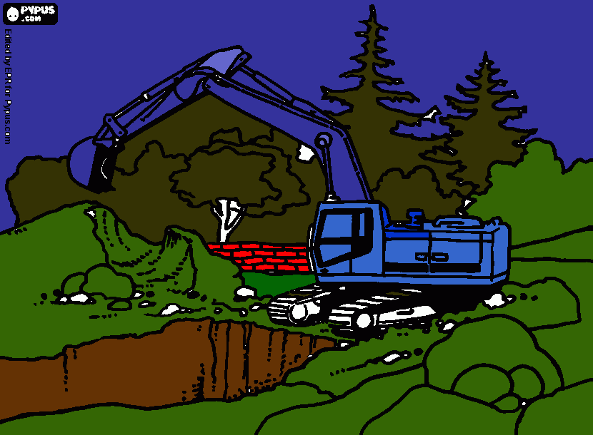 backhoe coloring page