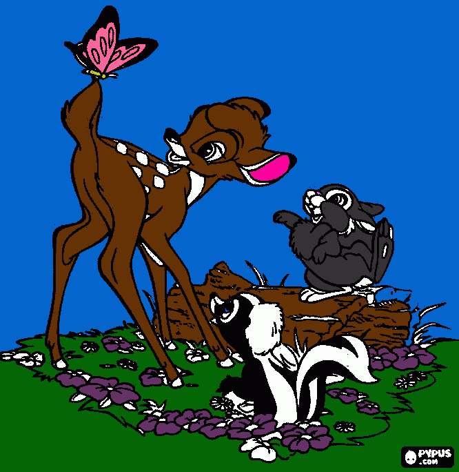 Bambi and friends coloring page