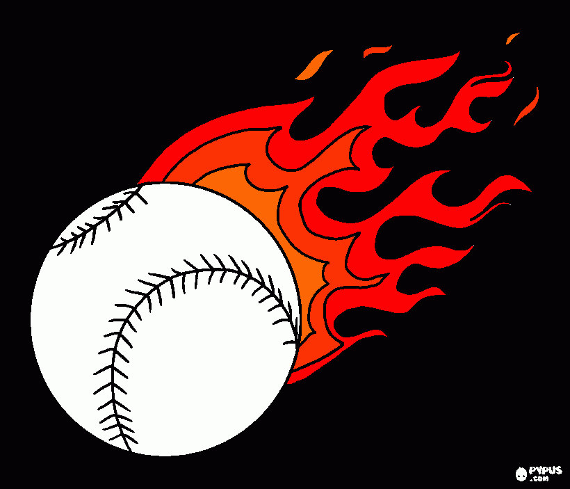 baseball on fire coloring page