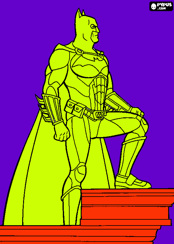Batman on top of a building watching the city  coloring page