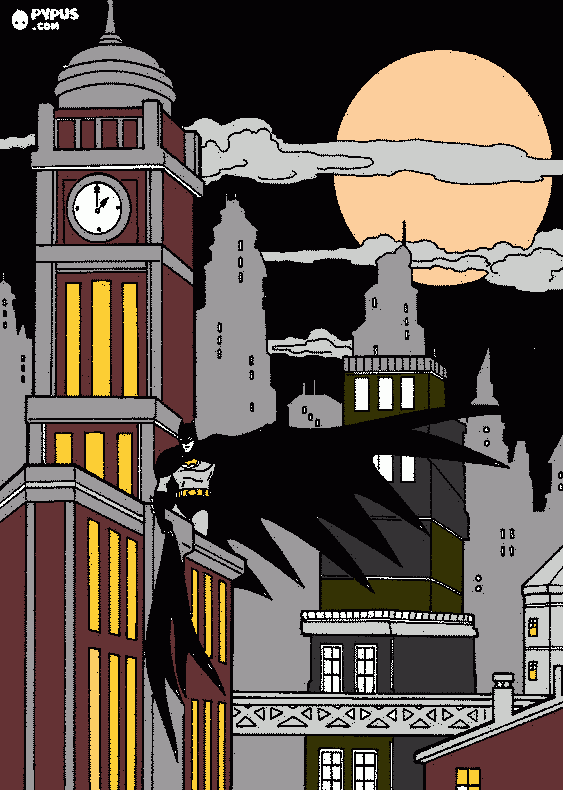 batman rooftop coloring page