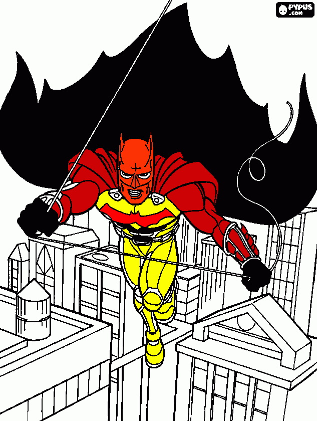 Batman with black cloak coloring page