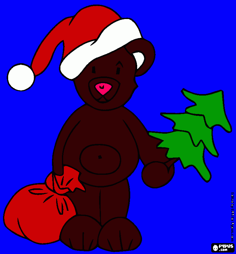bear santa coloring page