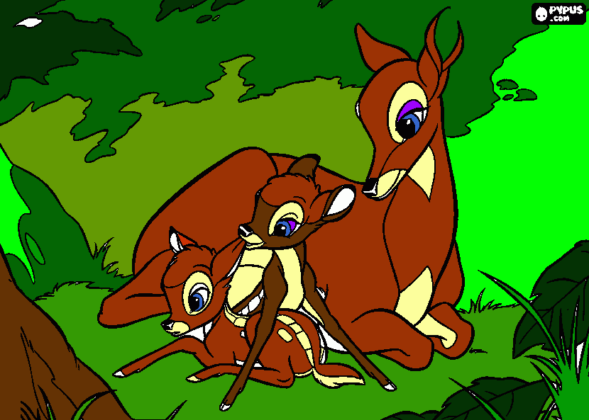 beautiful mother and fawns coloring page