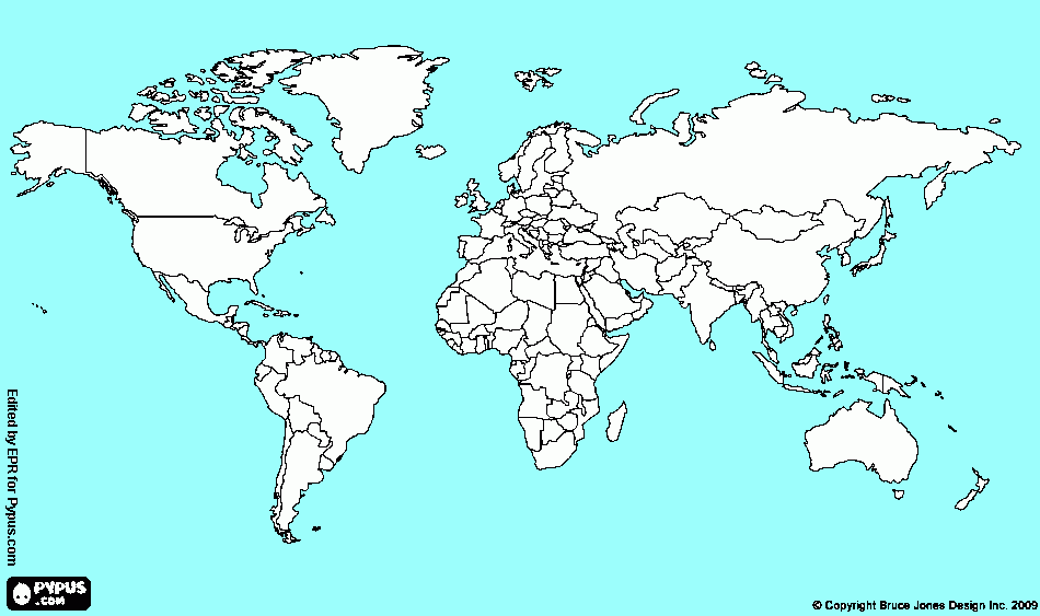 blank map with color ocean coloring page