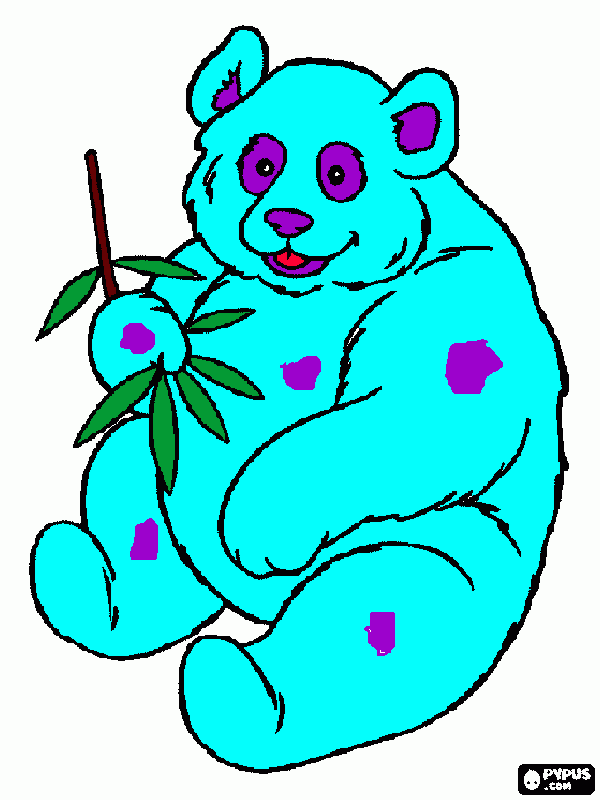 Blue and purple panda bear coloring page