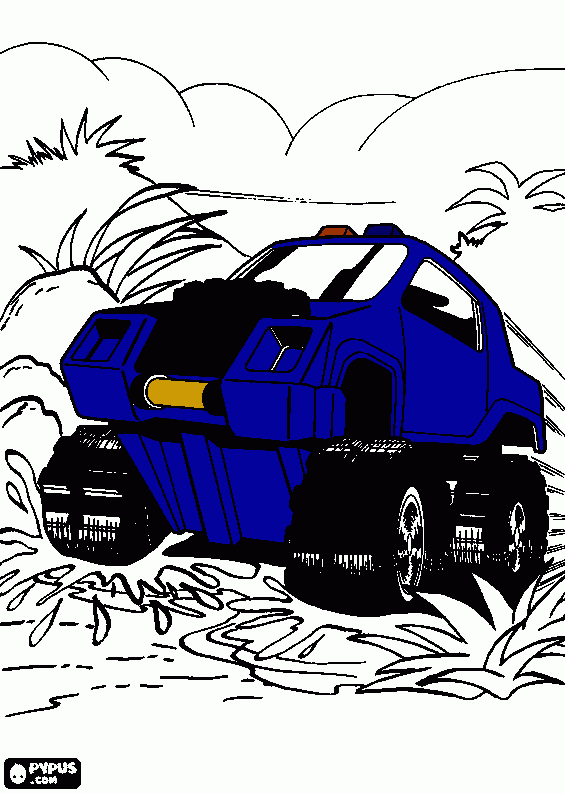 Blue monster truck coloring page