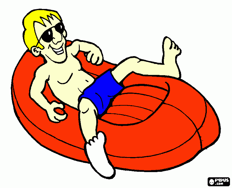 Bobby chiling on raft coloring page