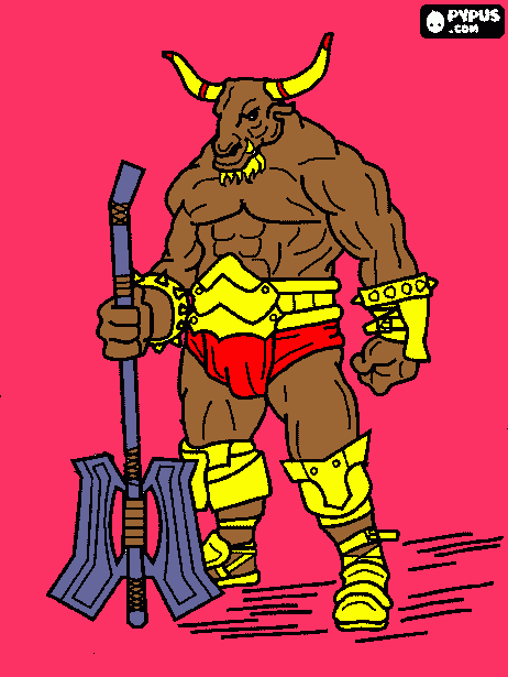 Bull with Mace coloring page