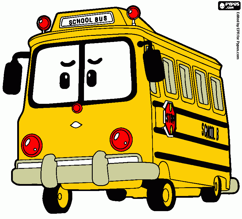 bus poli coloring page