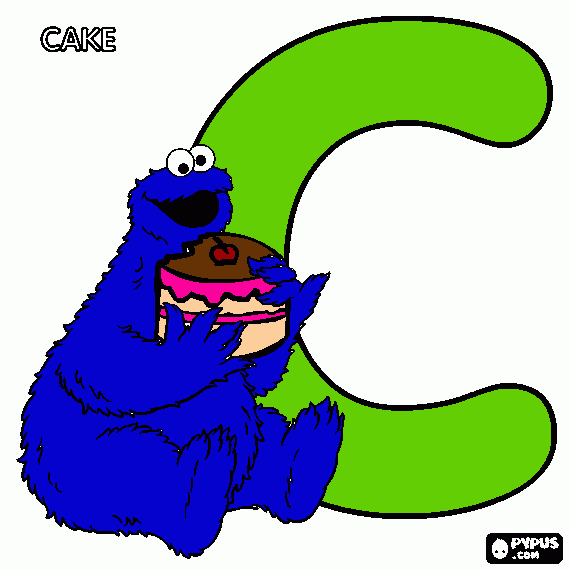 C- Cookie Monster coloring page