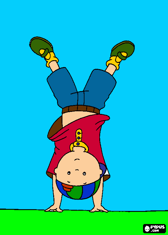 Caillou handstand coloring page