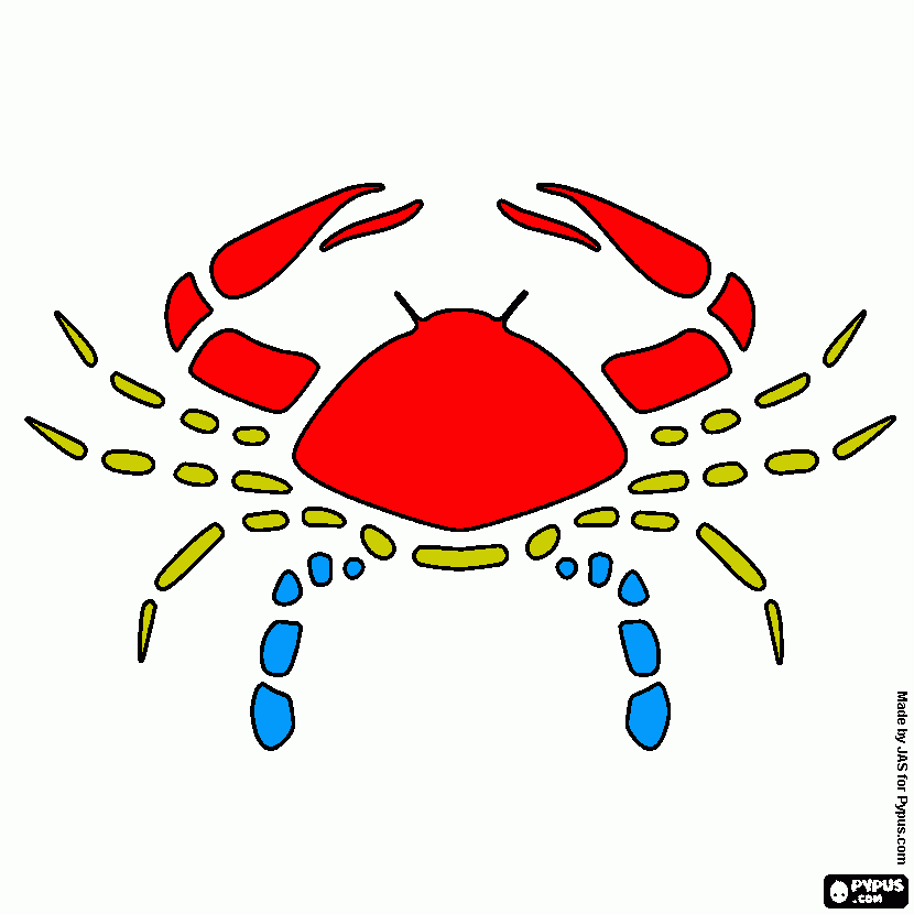 Cancer. The Crab. Fourth sign of the zodiac coloring page