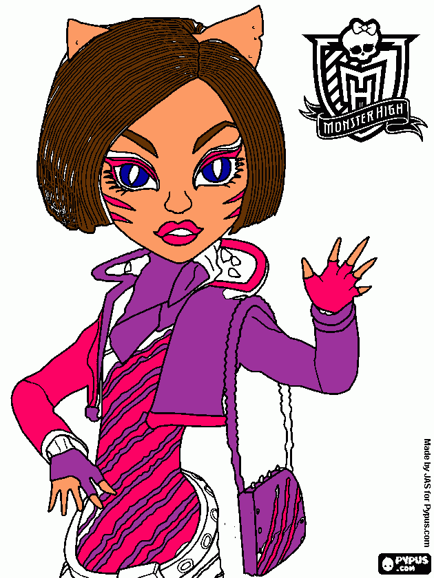 cat monster high coloring page