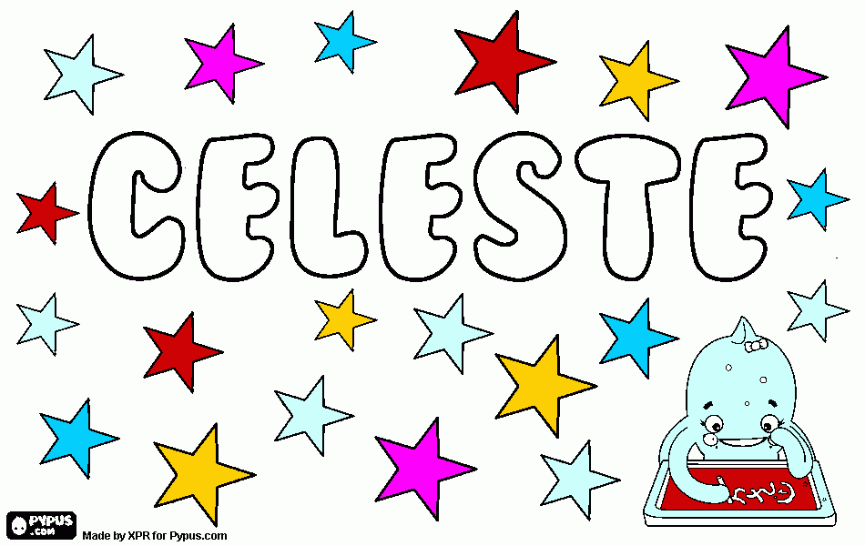 celeste name with colored stars coloring page