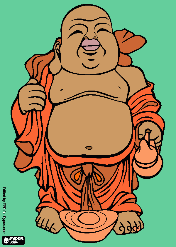 Chubby and Smiley Buddha  coloring page