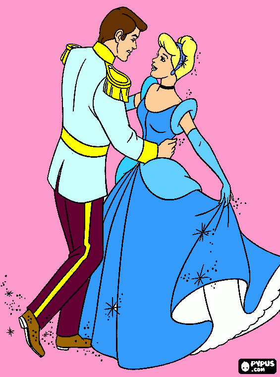 cinderella and prince  coloring page