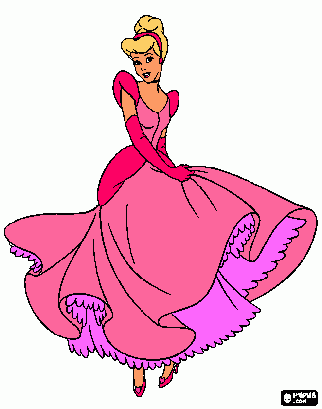 cinderella pink coloring page