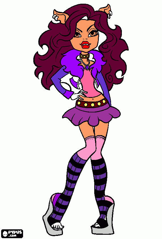 clawdeen wolf of monster high school coloring page